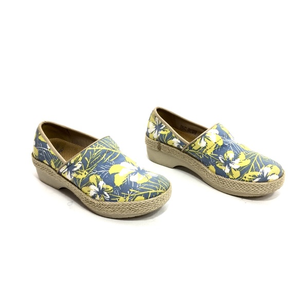 Dansko Blue/Yellow/White Floral Canvas Clogs - Picture 4 of 12